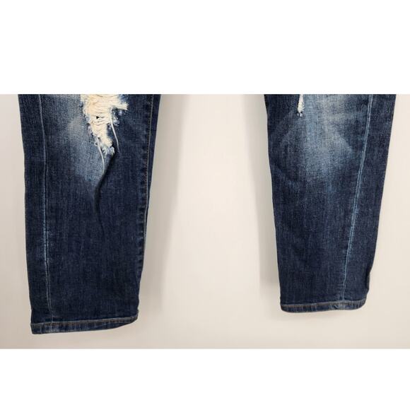 Judy Blue Boyfriend Fit Jeans 7/28 Destroyed Straight Cut Dark Wash - Picture 6 of 7